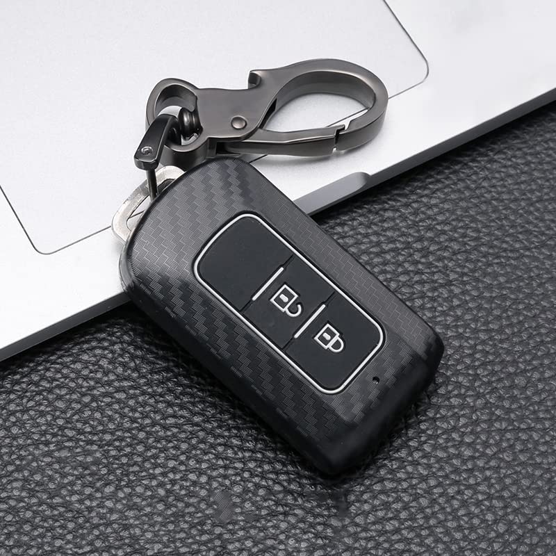 Carbon fiber ABS Car Key Case Cover, For MITSUBISHI OUTLANDER 3 Lancer 10 L200 ASX Colt Pajero sport ECLIPSE CROSS with keychain