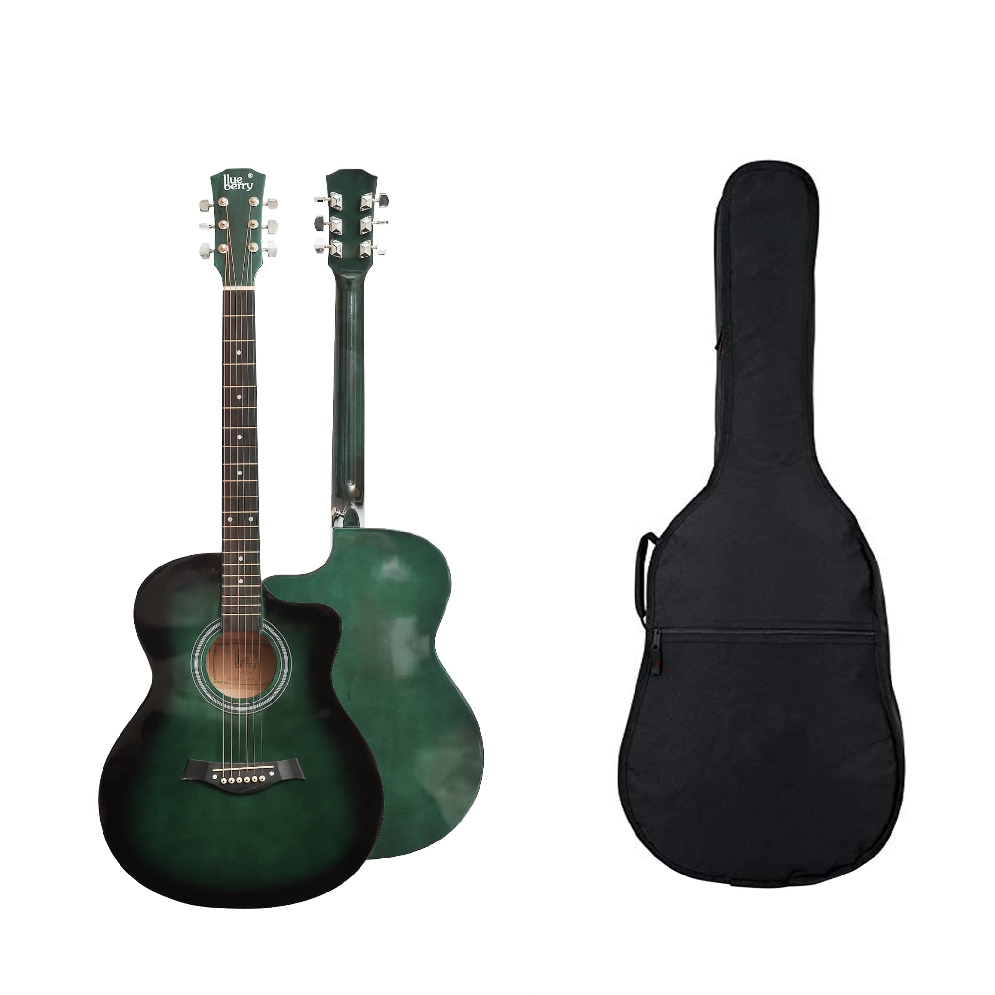 BLUEBERRY, VIP-401, Truss Rod Acoustic Guitar Kit With 1 Bag, 1 Belt, 1 String Set And 2 Picks - 40 Inch (Green)