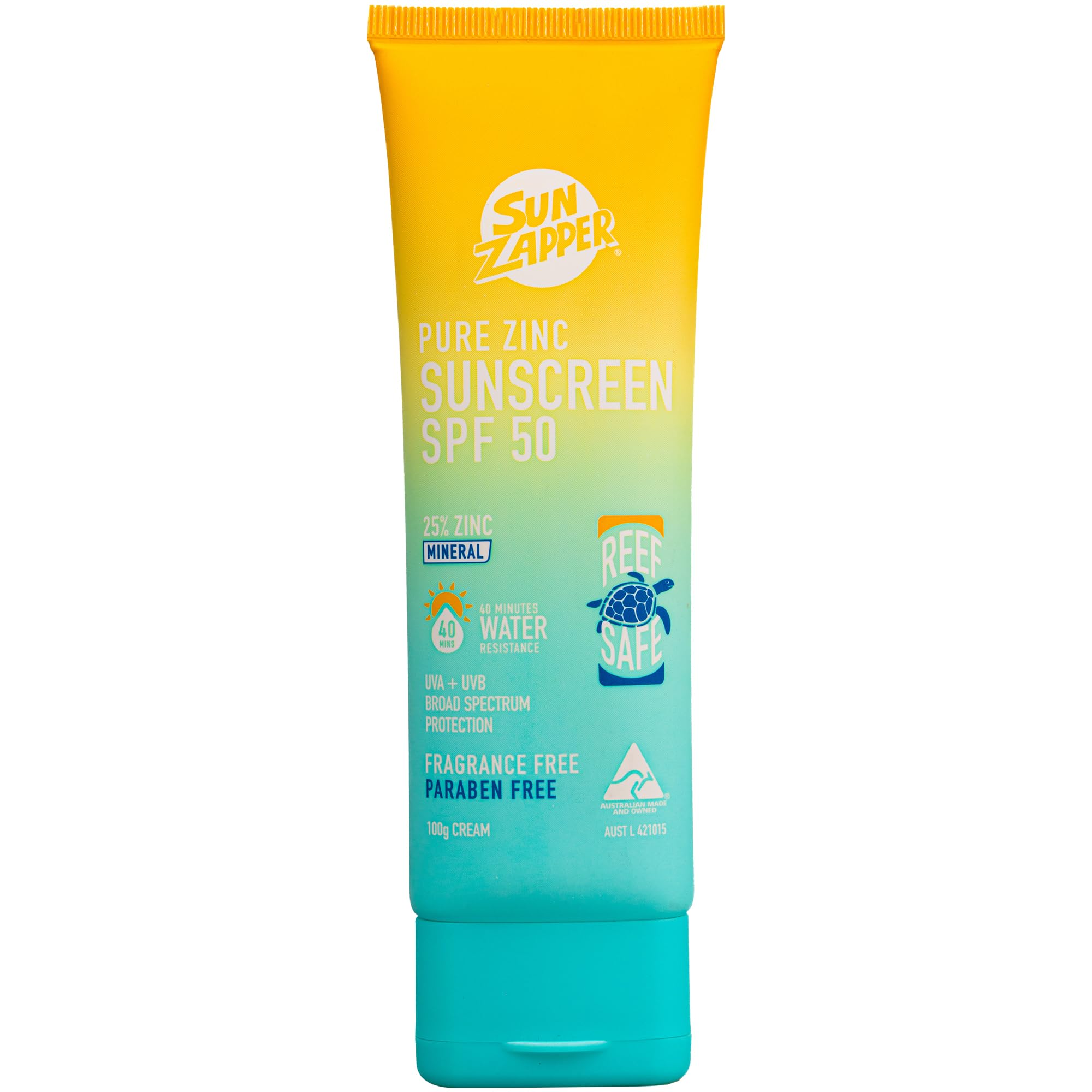 Pure Zinc Sun Cream SPF 50 Sun Zapper Reef Safe Mineral Non Nano Zinc Sunscreen Made in Australia