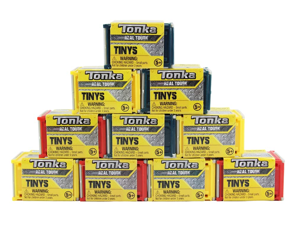 Tonka Tinys Rolling Tiny Real Tough Vehicles with Stackable Garage Blind Box 10 Pack