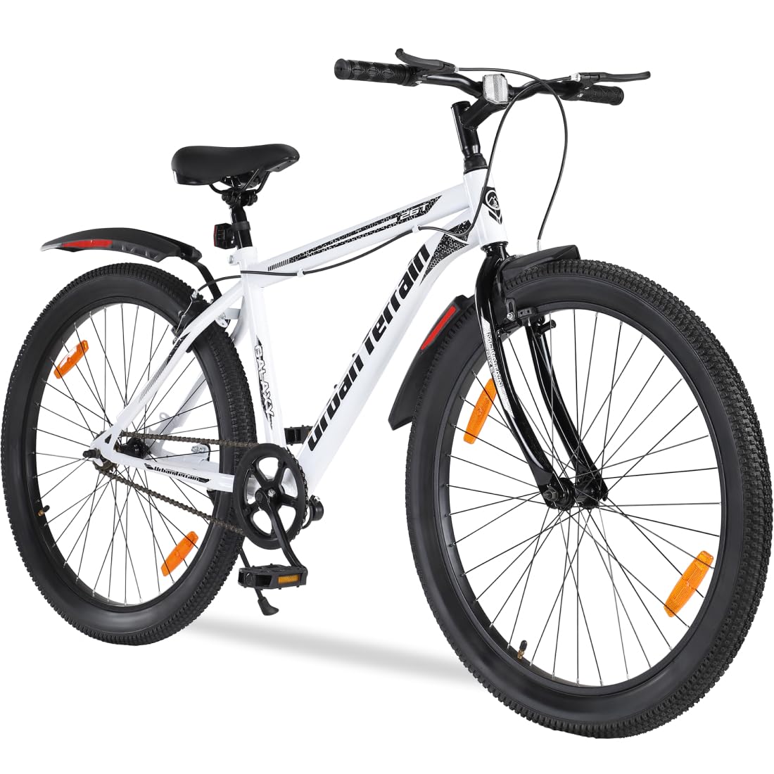 Urban Terrain Galaxy High Performance Steel Mountain Cycles for Men with Rigid Fork and Complete Accessories MTB Bike 26T Single Speed | Ideal for 13+ Years, Unisex, Frame Size : 17 inch, White