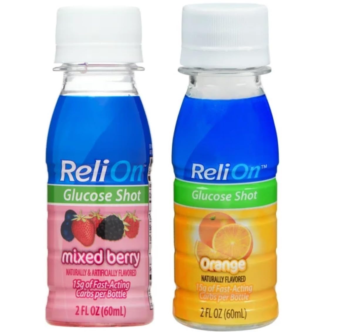 Reli On Glucose Shot 2 Pack Orange and Mixed Berry