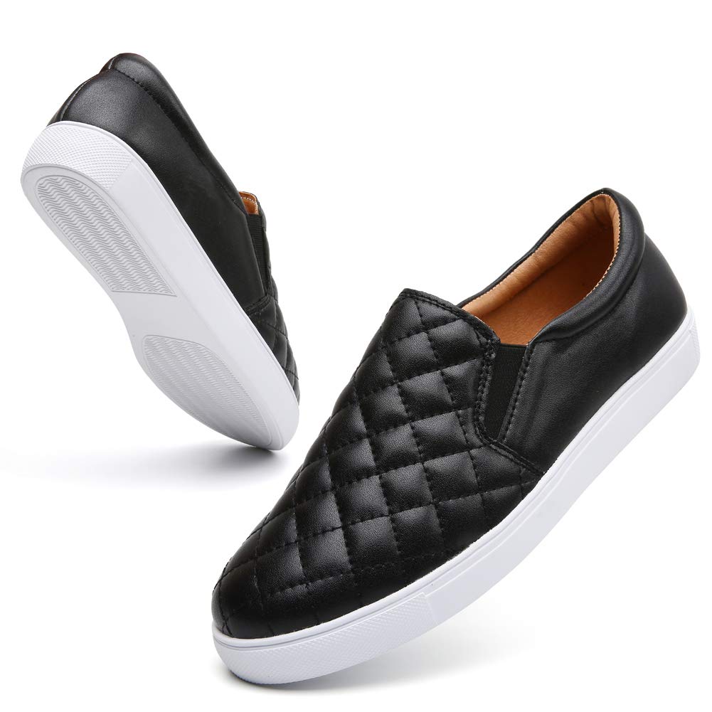 VOCNTVYWomens Loafers Comfort Casual Quilted Leather Slip On Sneakers