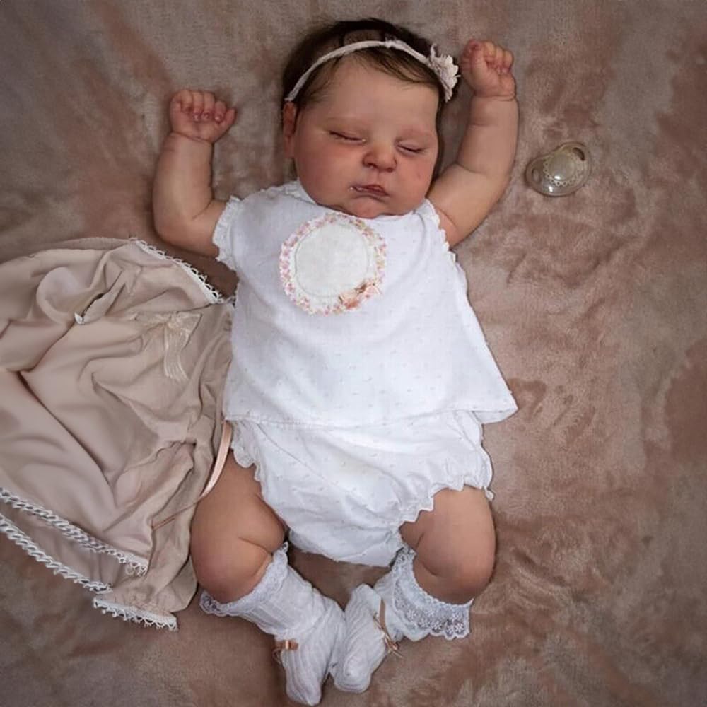 Reborn Baby Dolls Peaches, 22 Inch Newborn Baby Doll with Weighted Cloth Body, Lifelike Reborn Doll Girl with Realistic Veins, Advanced Painted Vinyl Gift Set for Kids Age 3+