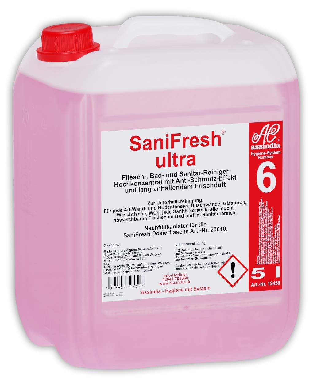 Assindia Sani Fresh Ultra Tile and Sanitary Cleaner Highly Concentrated 5 Litres