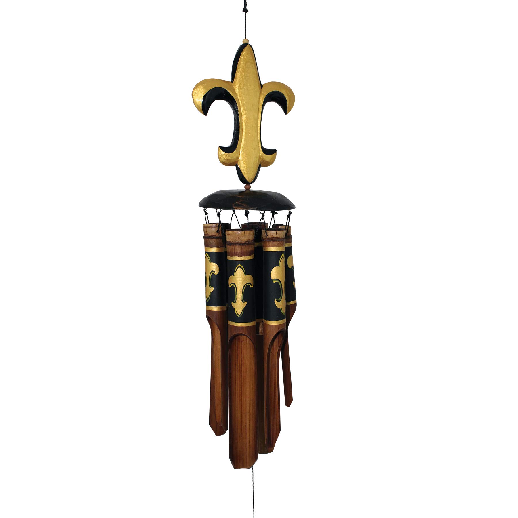 Cohasset Gifts 112 Cohasset Fleur De Lis Bamboo Wind Chime, Black & Gold