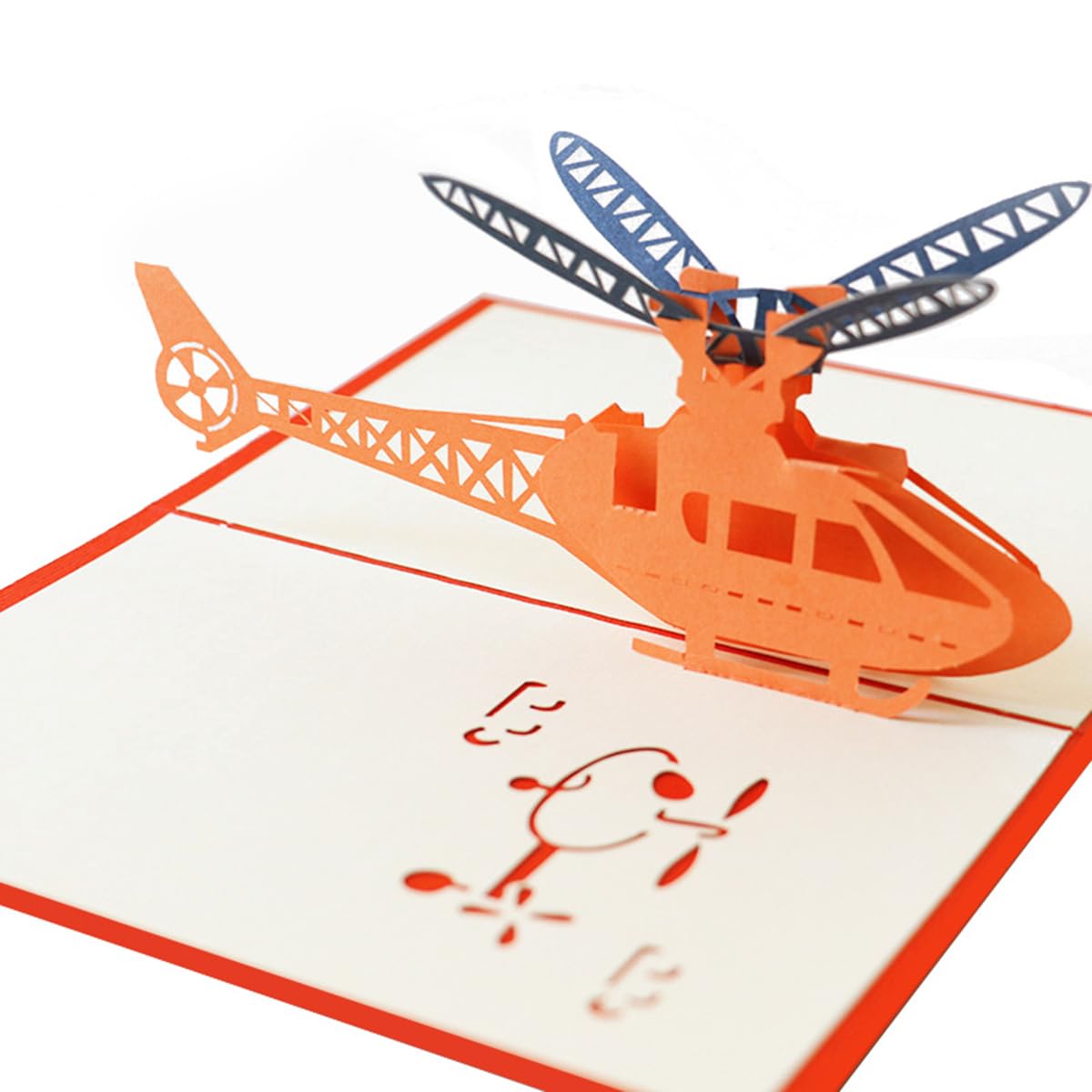 Helicopter 3d Greeting Cards for Kids,Teacher's Day Thank You Cards Handmade Greeting Cards,Red