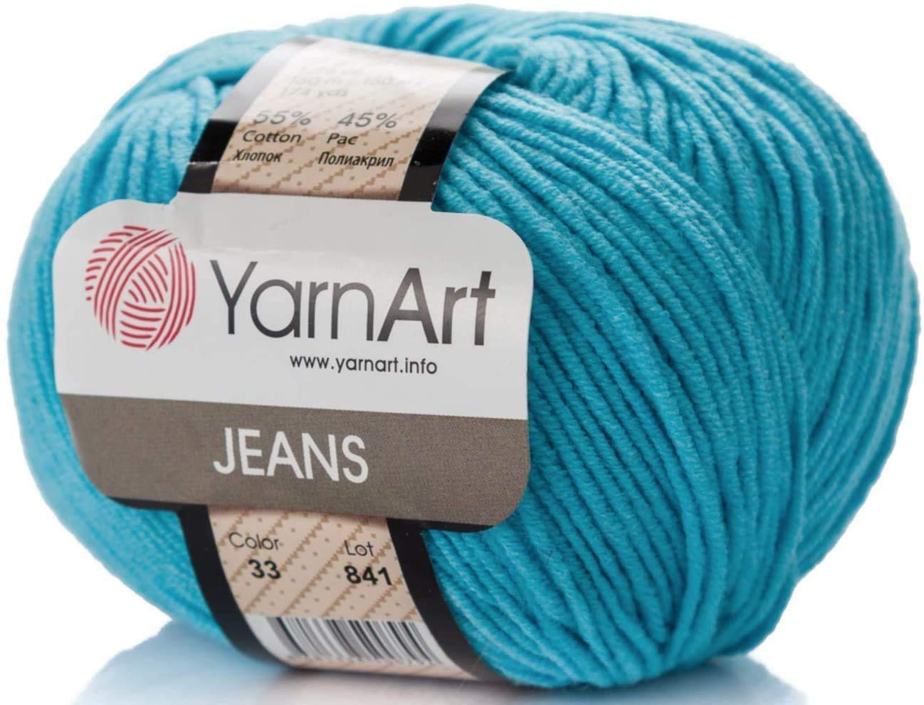 55% Cotton 45% Acrylic YarnArt Jeans Sport Yarn 1 Skein/Ball 50 gr 174 yds (33)