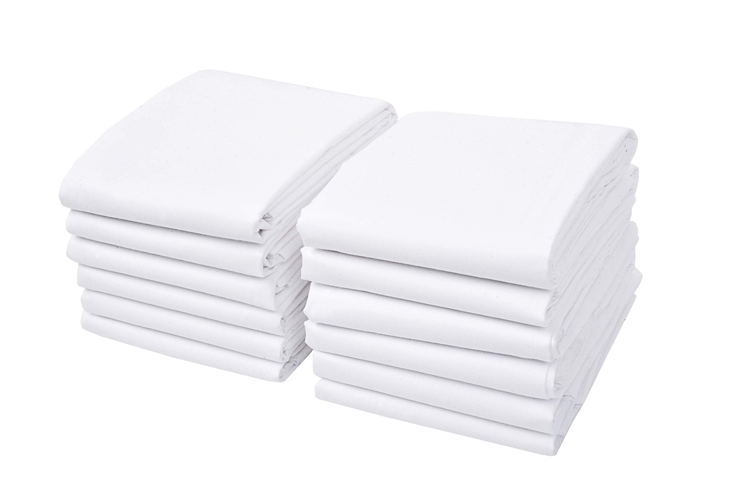 Linteum Textile White Cotton Pillowcases Set – Standard Size, T-180 Quality, Soft, Wrinkle-free, Shrink-Resistant Pillowcase Cover – For Hotels, Spa, Home, Hostels, Dorms and Hospitals (Pack of 12)