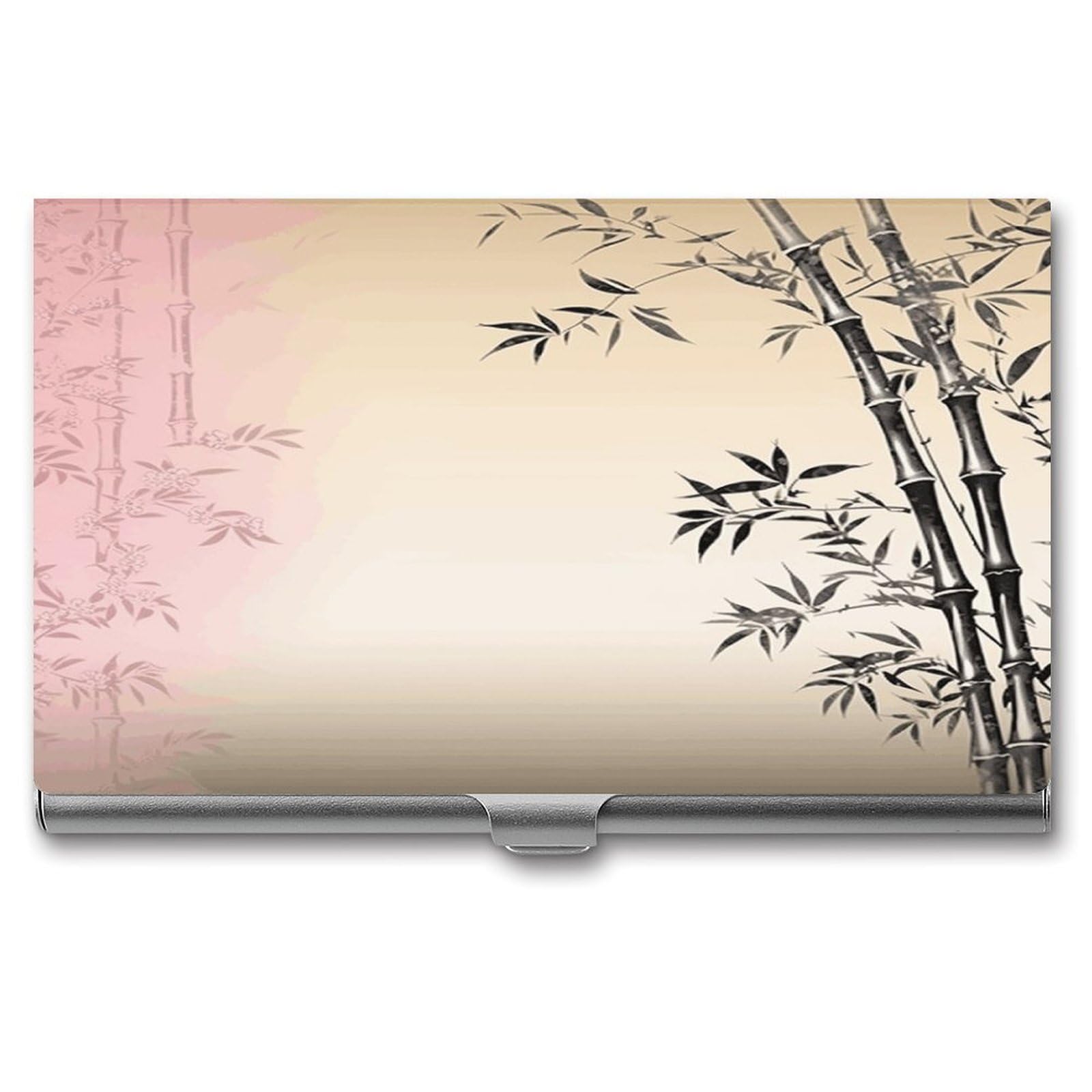 LQWOK Business Card Box, Bamboo And Sakura Tree Zen Printed Business Card Box,fashionable Business Card Box,new Business Card Box, silver, One Size, Contemporary