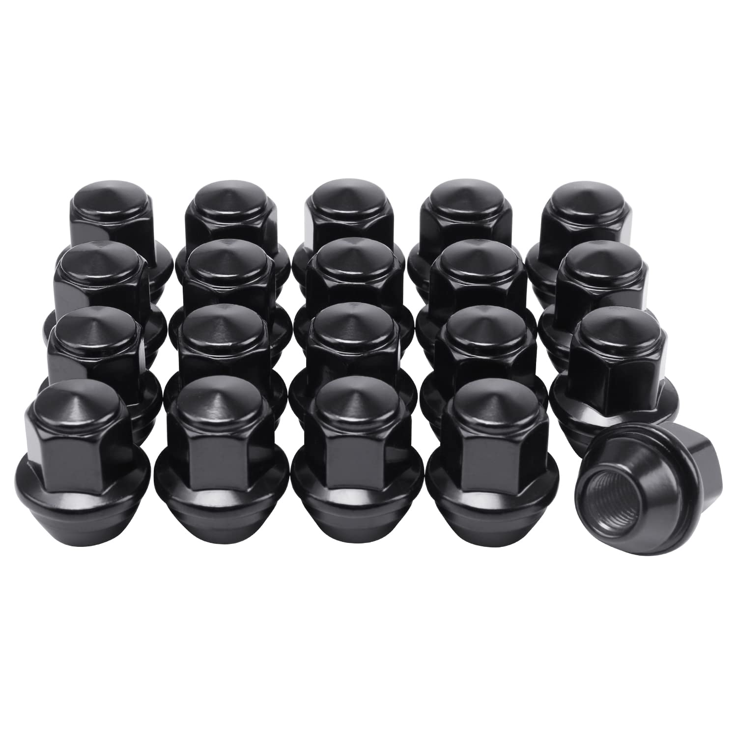 Lichamp 20pcs OEM Lug Nuts 12x1.5 Black Original Factory Cone Seat Style M12x1.5 Lugnuts Compatible with Ford Fusion Escape Focus Lincoln MKC MKZ Wheel Tire Accessories