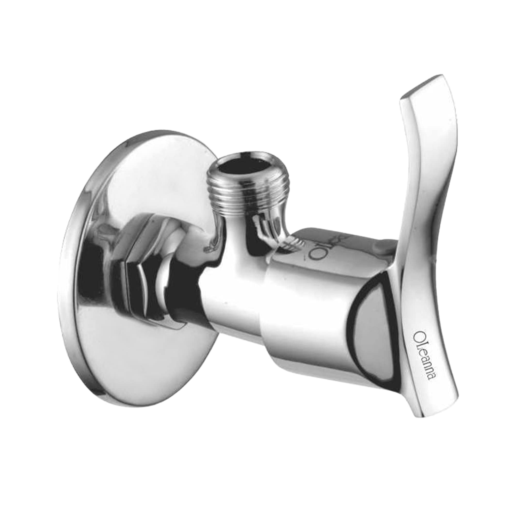 Oleanna Oalac Angel Brass Quarter Turn Fittings Angle Cock With Wall Flange (Silver, Chrome Finish)