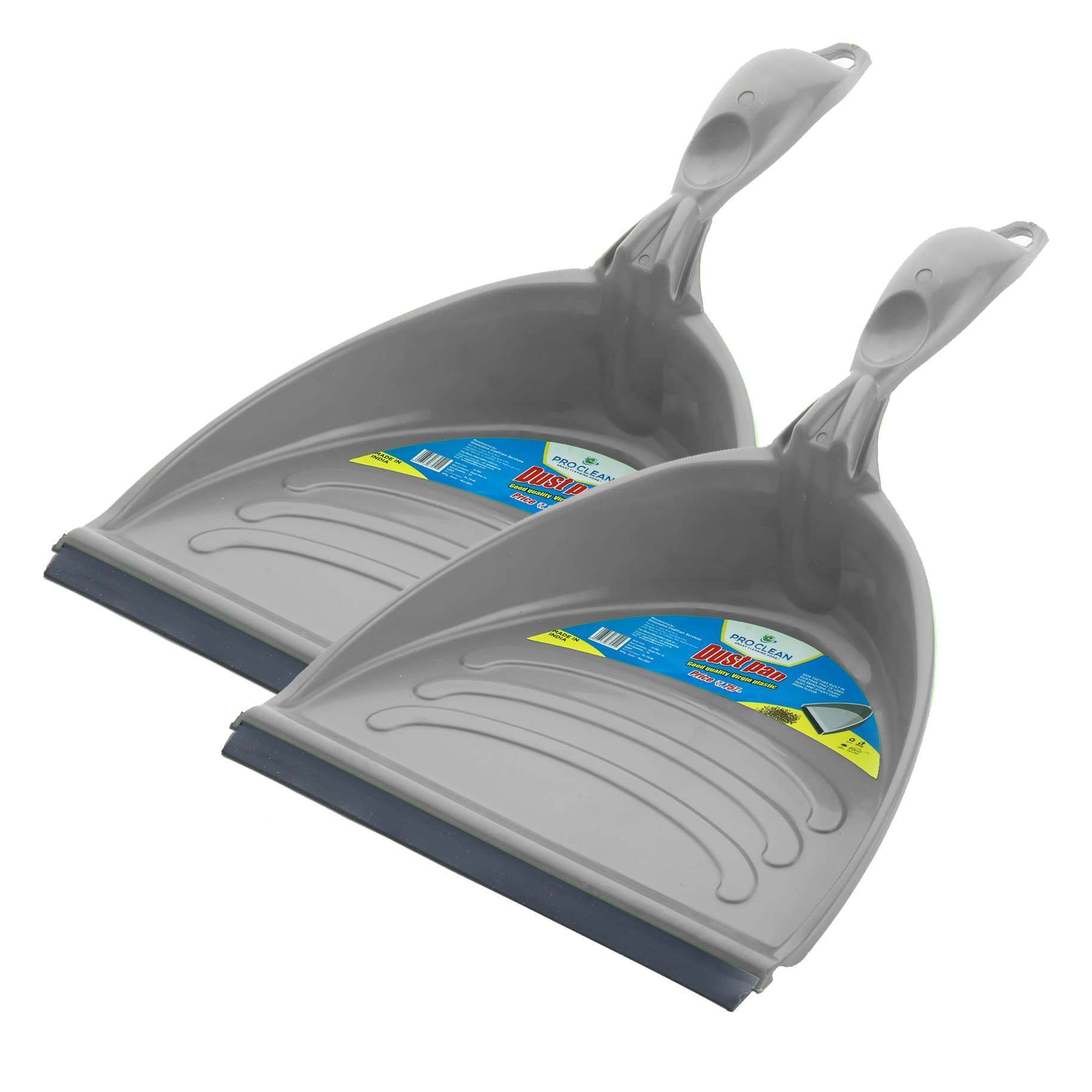 Madhuli Unbreakable Virgin Plastic Dustpan with Long Handle, Supadi, Dust Collector Pan, Floor Brooming Dustpan for Home Cleaning, Multipurpose Dust Pan for Home & Office (Gray, Pack of 2)