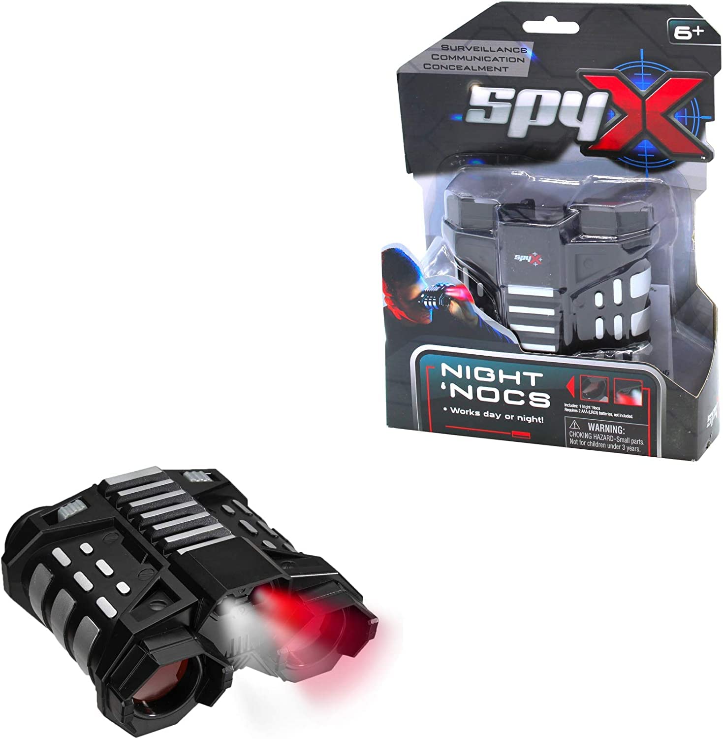 SpyX10399 Night Nocs Binoculars For Kids - Stealth Binoculars For Fun Day Or Night Spy Missions - Includes 2x Magnification, Red Light Stealth Switch, 6+ Years 1 Piece Multi Colour 15cm