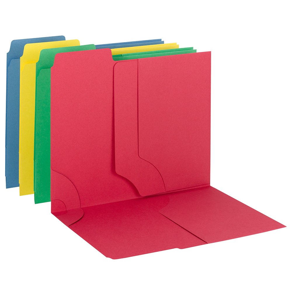 Smead 3-in-1 SuperTab Section Folder, 1/3-Cut Oversized Tab, Letter Size, Assorted Colors, 12 per Pack (11905)