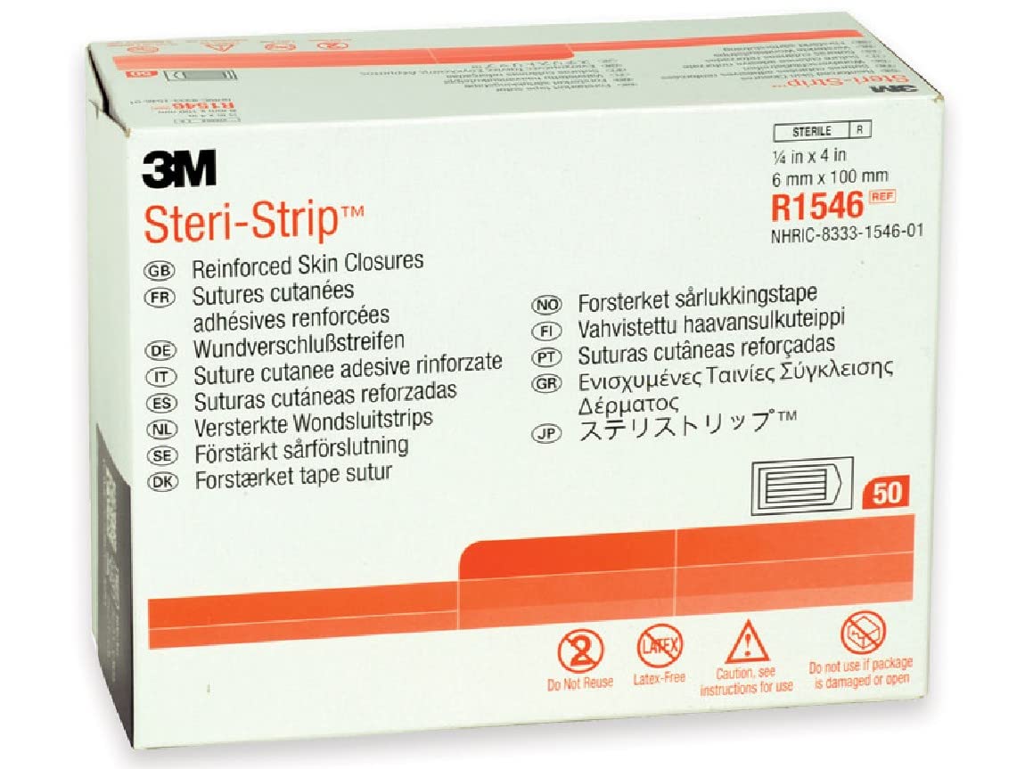 3M Steri-Strip Skin Closures, Reinforced 1/4 x 4", 10/Pk, 50Pks/Bx"