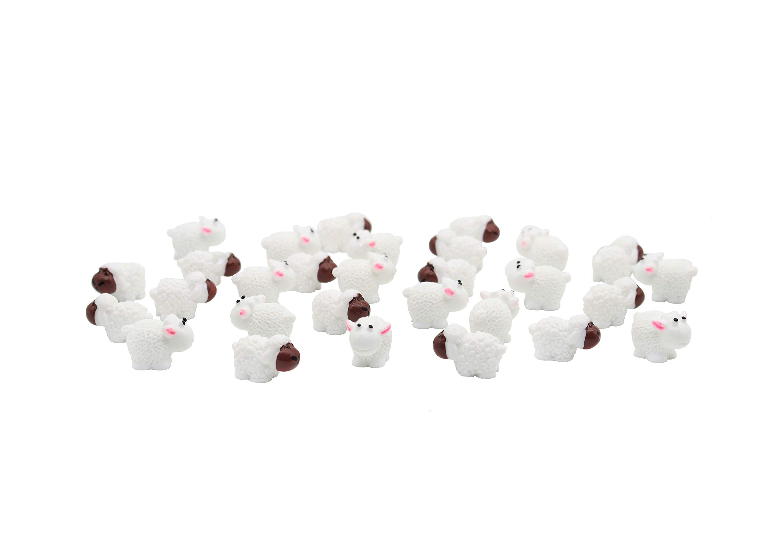 X Hot Popcorn 30 Pcs Miniature Sheeps Mini Garden Herd of Sheeps Moss Micro Landscape Decoration DIY Resin Home Decor Animals Micro Fairy Garden(15Male Sheep+ 15Mother Sheep),Sheep