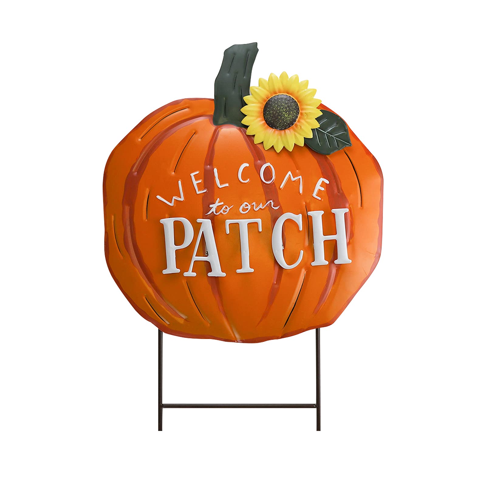 Welcome Signs Pumpkin Yard Stake and Patch Signs for Outdoor Decoration,Lawn Sign for Guests and Farmers Guidance,Lawn Decoration Signs Pumpkin Shaped