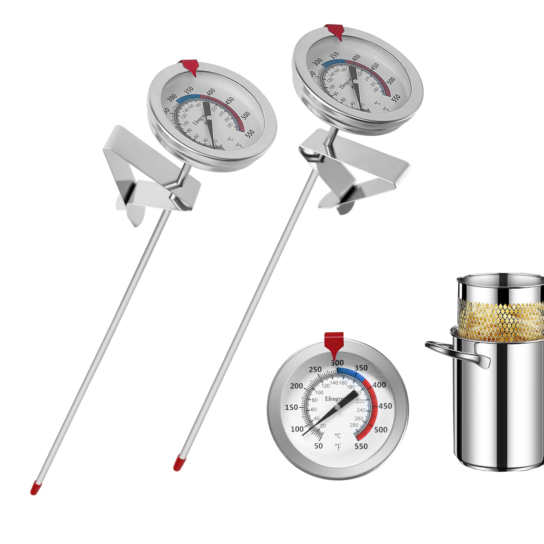 Candy Thermometer(2 Pack) with 12" Probe & Pot Clip,Oil Thermometer for Fring, Deep Fry Turkey Thermometer - Classical Thermometer for Cooking for Tall pots,Beef,Lamb,Meat Cooking