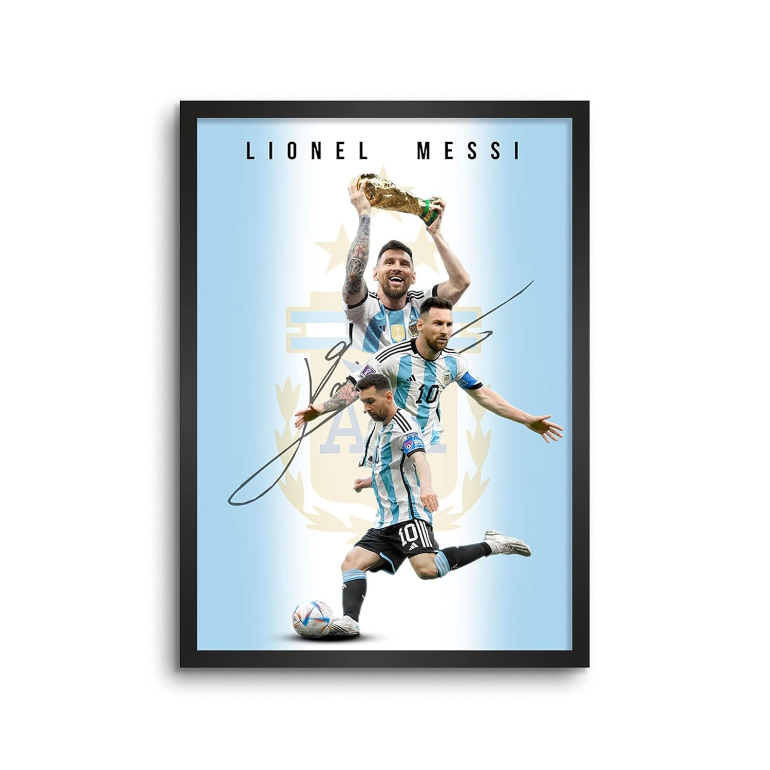 Craft Maniacs LEO MESSI SIGNATURE FRAMED A4 POSTER FOR ROOM DECOR & GIFTING | BEST GIFT FOR FOOTBALL FANS