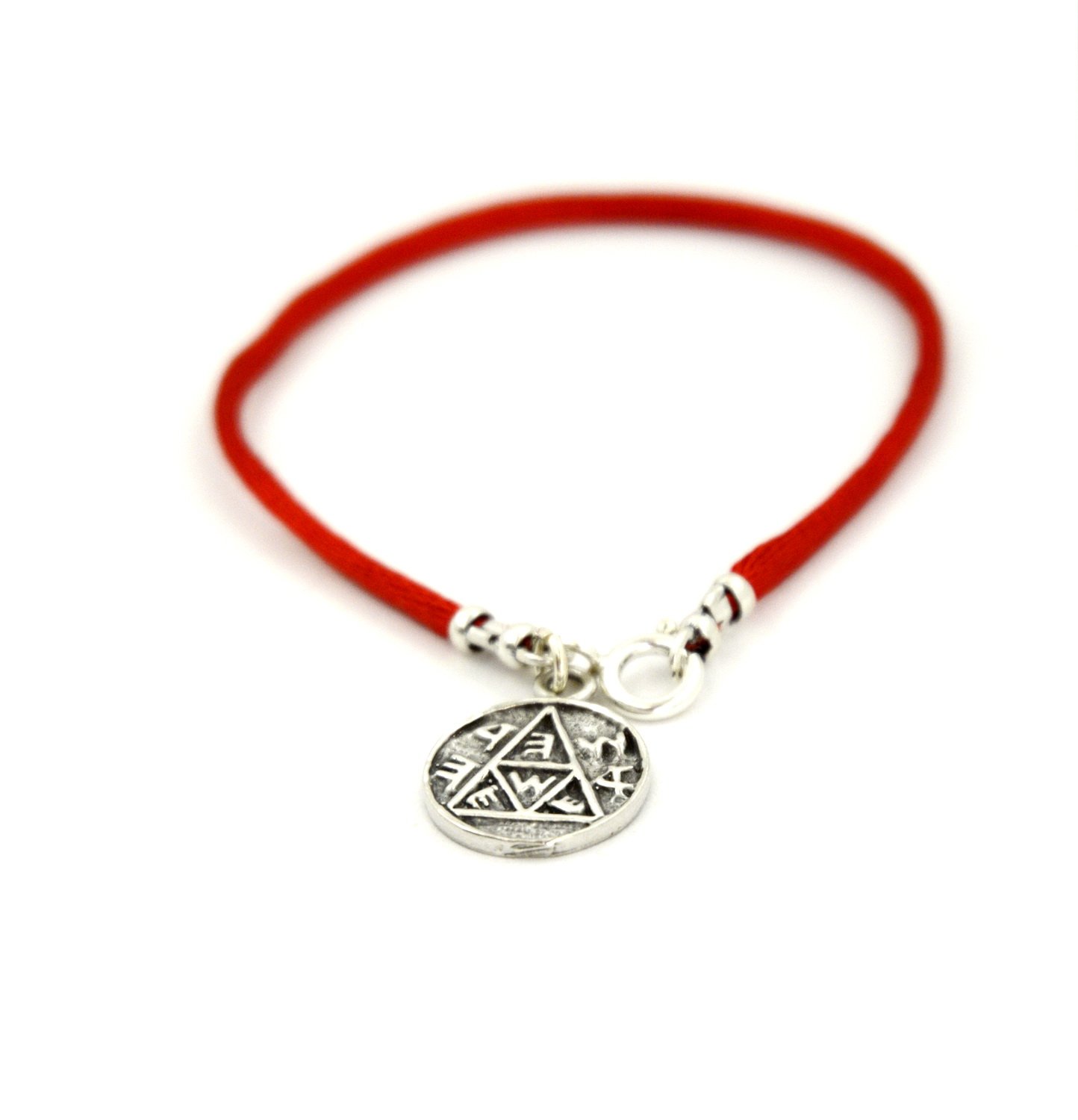 Red String Sterling Silver Solomon Seal Bracelet for Healthy Pregnancy