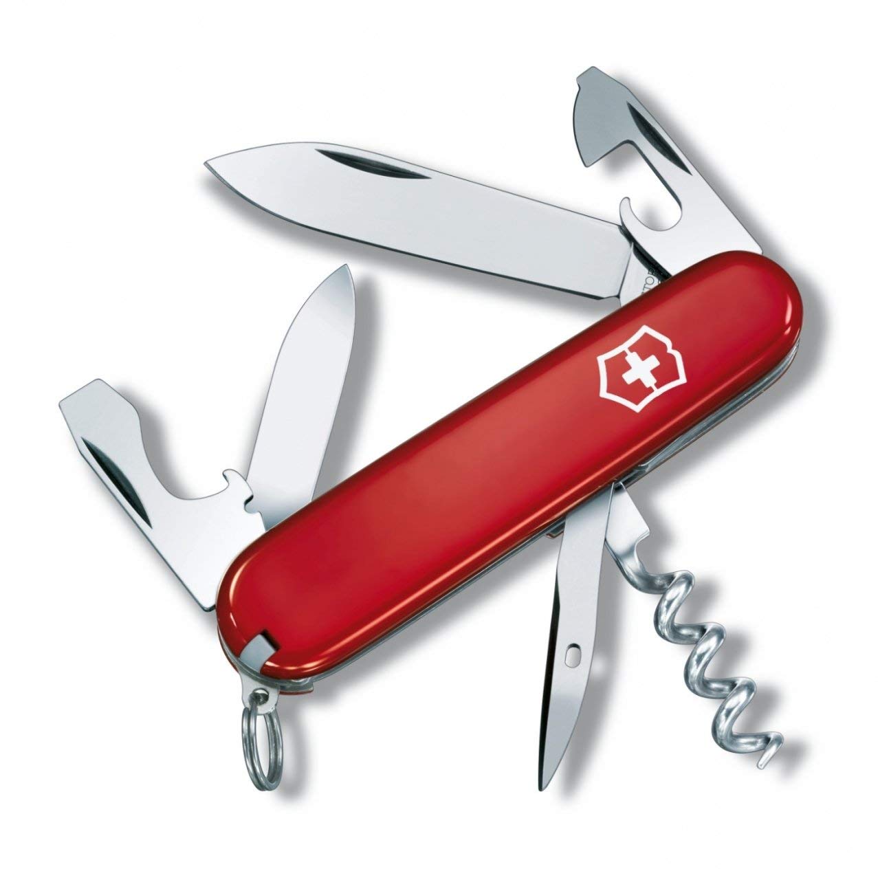 VictorinoxSpartan Swiss Army Knife, Camping Pocket Knives, Medium, Multi Tool, 12 Functions, Blade, Bottle Opener, Red