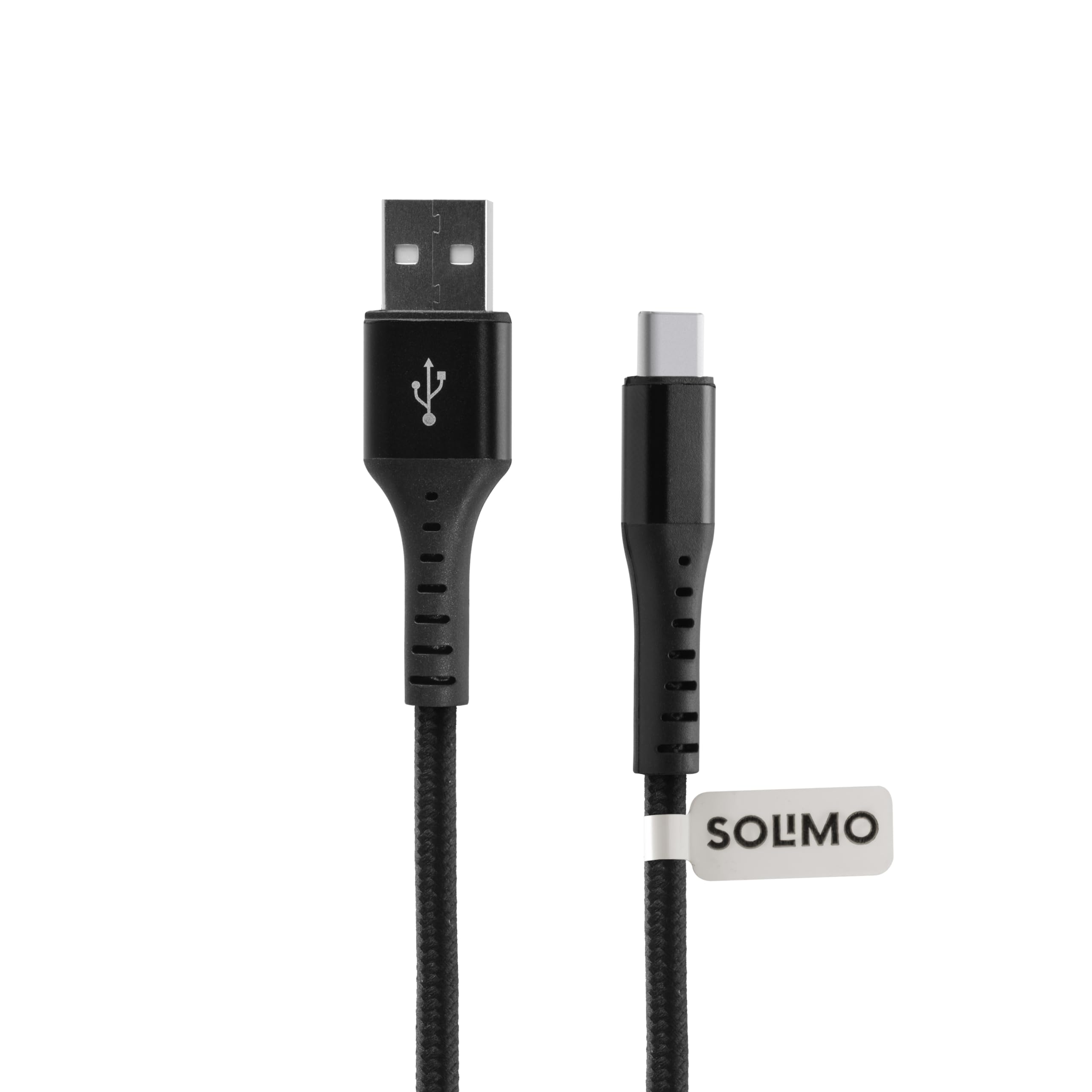 Amazon Brand - Solimo Fast Charging Braided Type C Data Cable Joint, Suitable For All Supported Mobile Phones (1 Meter, Black)