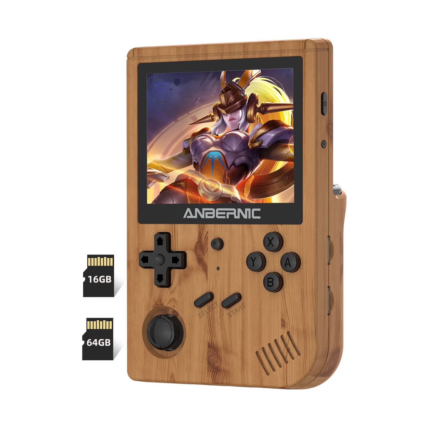 HAIHUANGRG351V Handheld Game Console , Plug & Play Video Games Supports Double TF Extend 256GB , Portable Game Console 3.5 Inch IPS Screen 2521 Games (Wood), LE