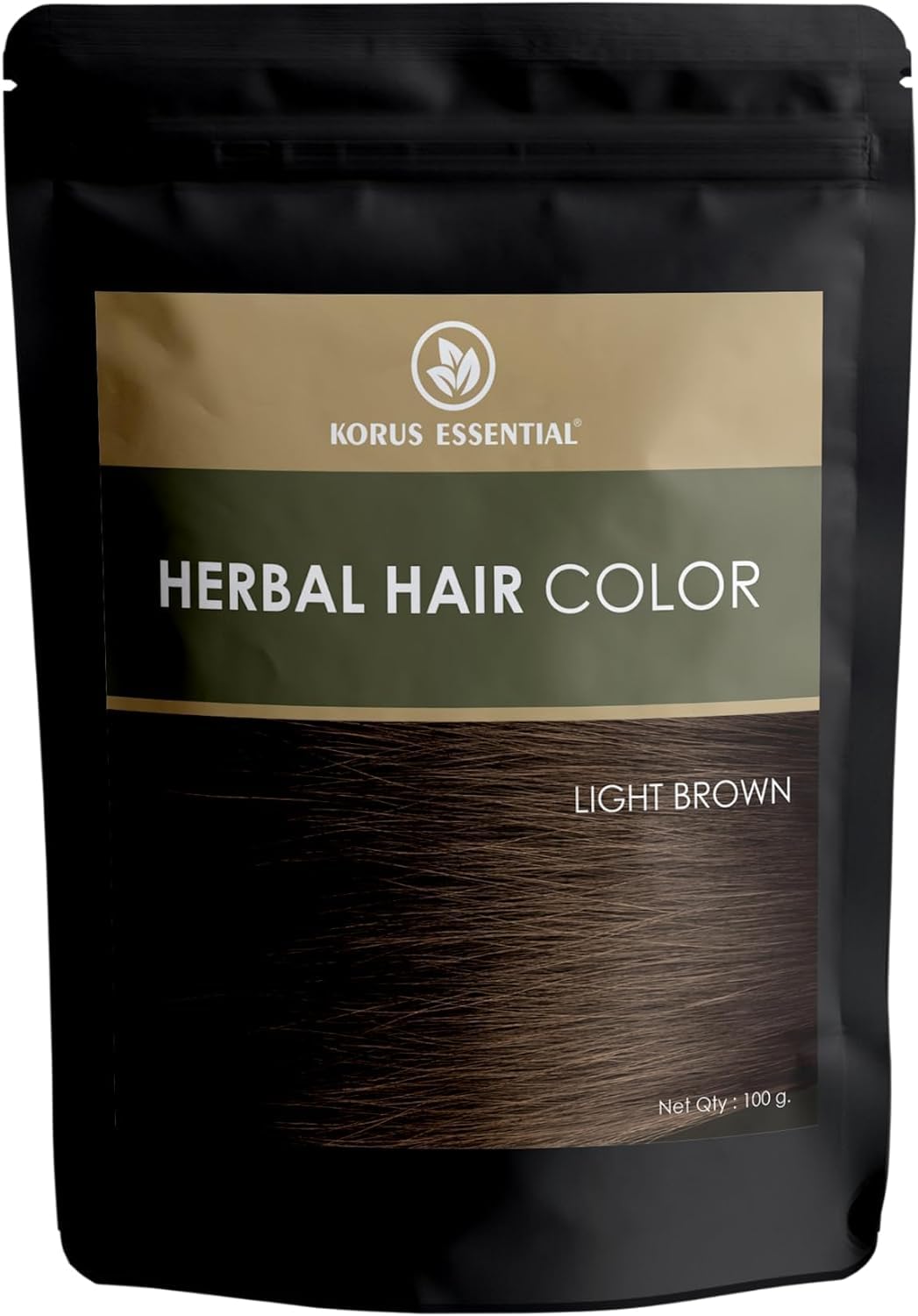 Korus Essential Herbal Hair Color (Light Brown) - 100g | with Henna, Amla, Aritha, etc.