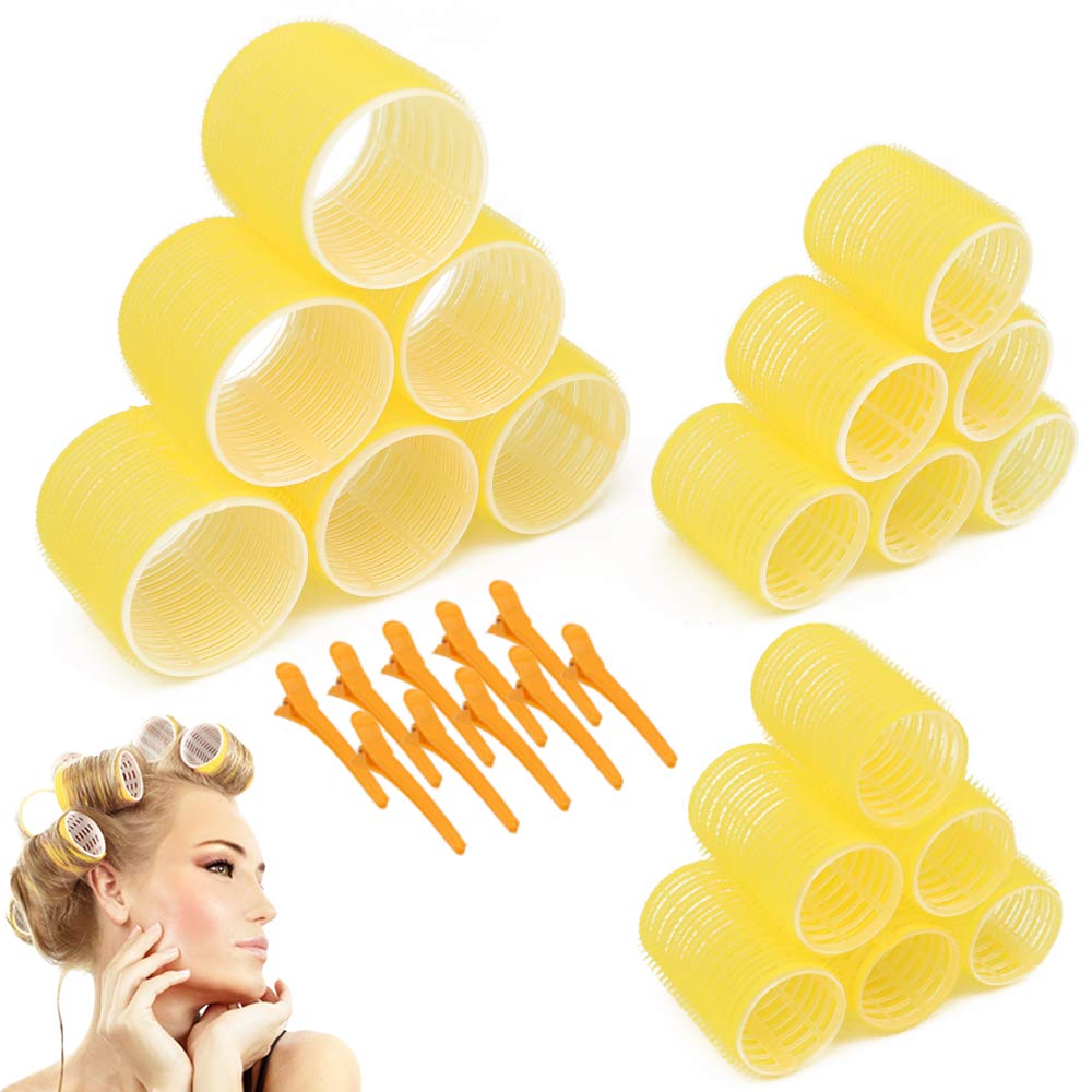 Jumbo Size Hair Roller sets, Self Grip, Salon Dressing Curlers, 3 Inch 18 Packs (6XJUMBO+6XLARGE+6XMEDUIEM)