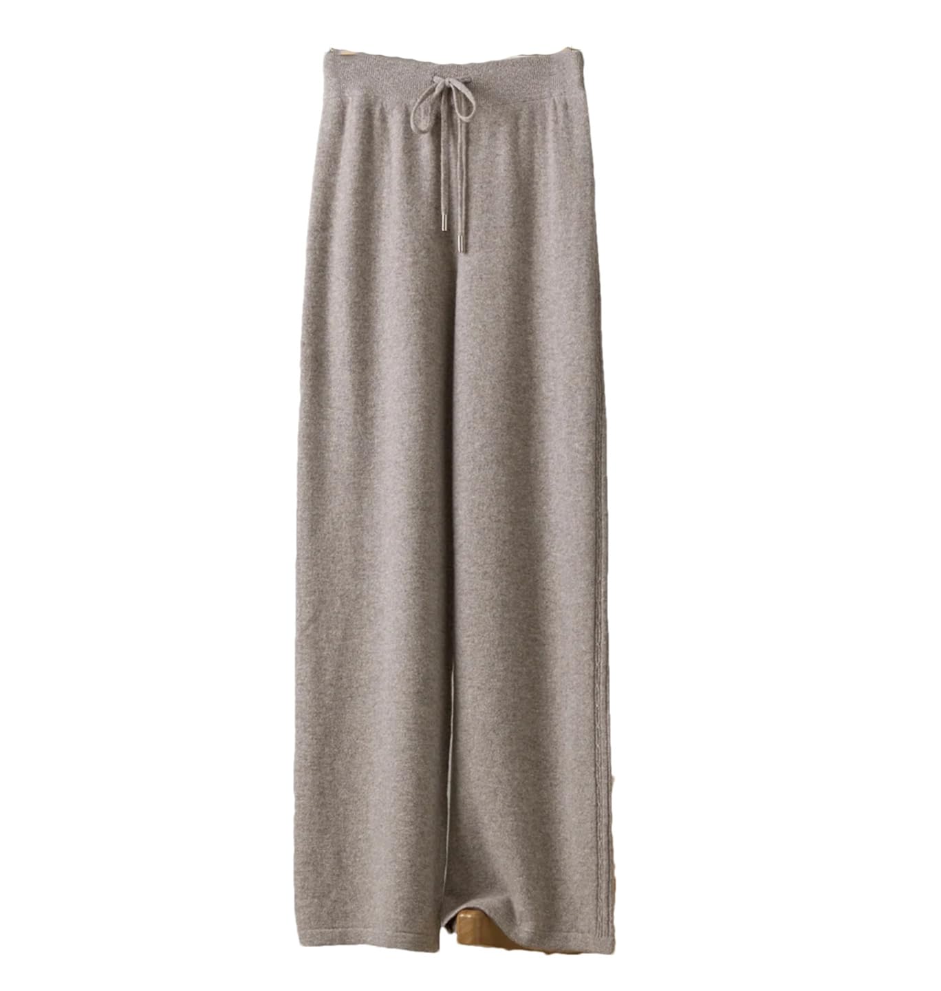 AlloaoneWomen Twist Flower 100% Merino Wool Knitwear Soft Comfort Knitting Trousers Drawstring Wide-Leg Pants