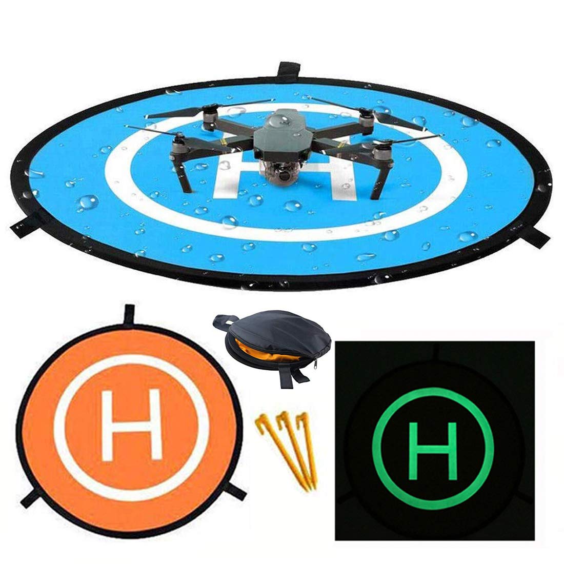 ApexOneDrone Landing Pad, 55cm/21.65in Universal Portable Luminous Waterproof Foldable Helipad for RC Drones Helicopter, DJI Phantom 3/4/Mavic Pro/Inspire, 3DR Solo Drone, Antel Robotic X-star