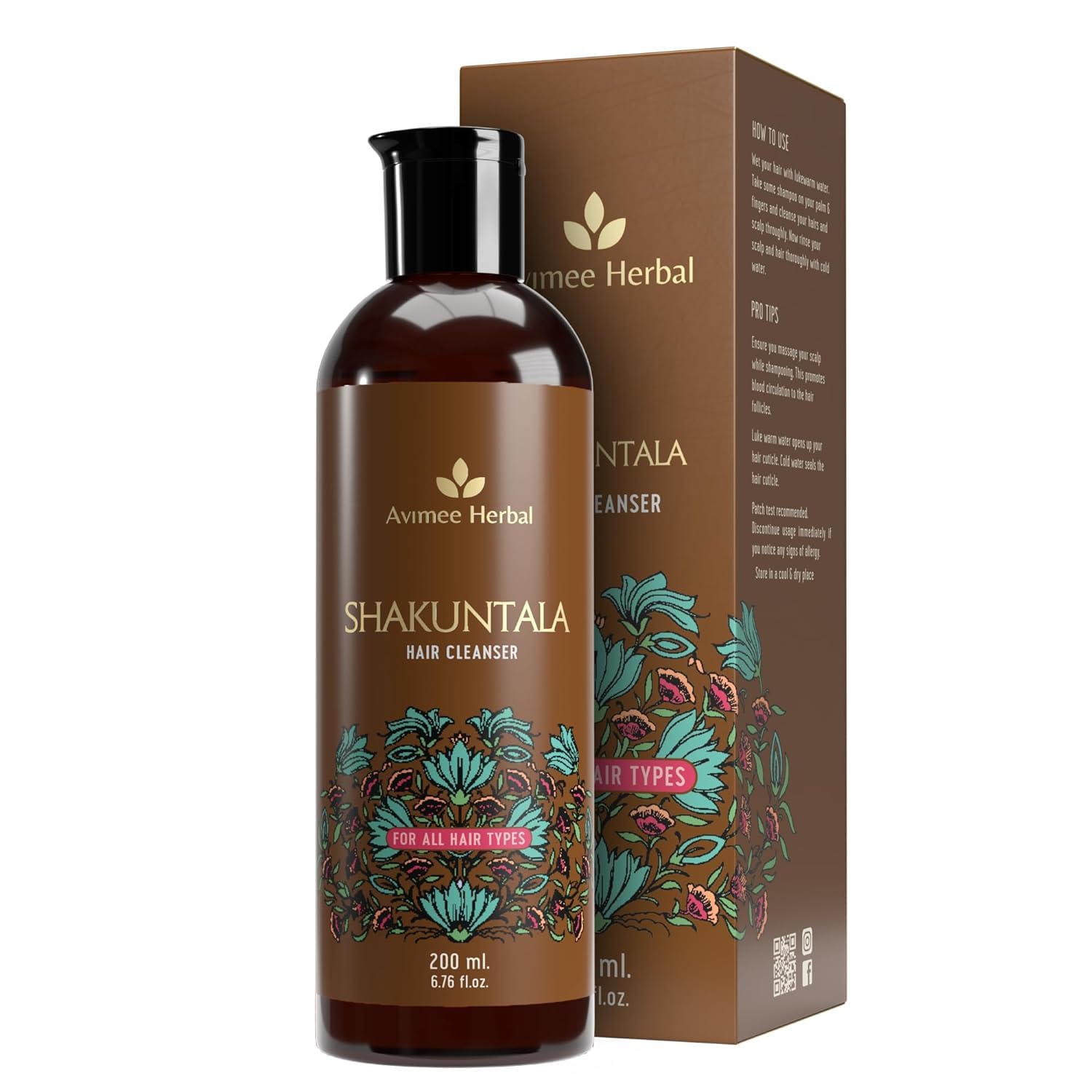 Avimees Herbal Shakuntala Hair Cleanser | For Silky Hair | With Aloe, Rice & Keratin Protein | SLS & Paraben Free | 200 ml