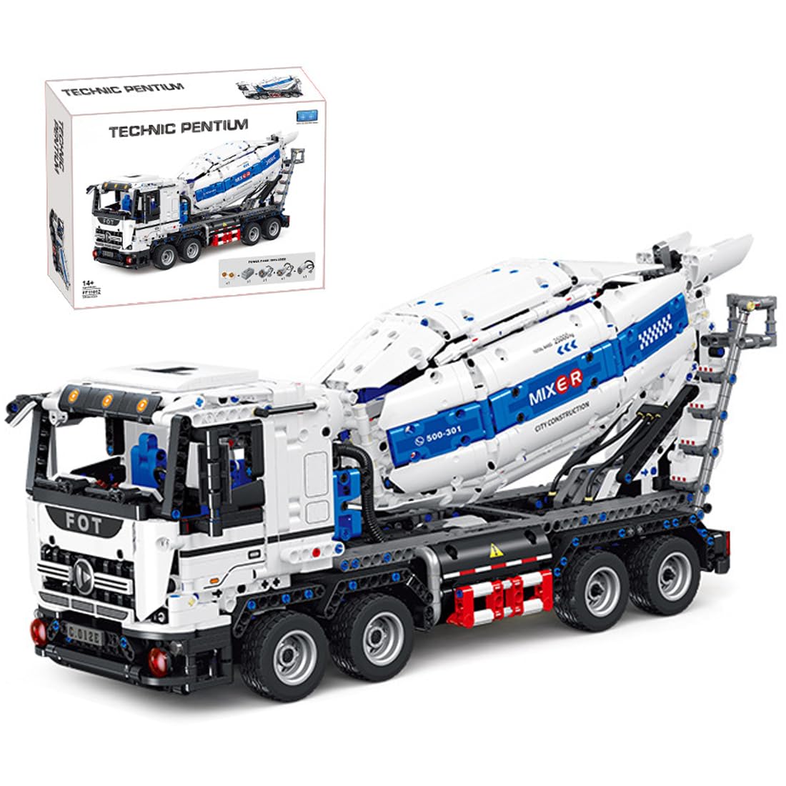 FULHOLPETechnology Concrete Mixer Truck Building Blocks Kit, 2.4G/APP Control Concrete Mixer with Motor, 2432 Pieces Truck Vehicle Building Set Compatible with Major Brands