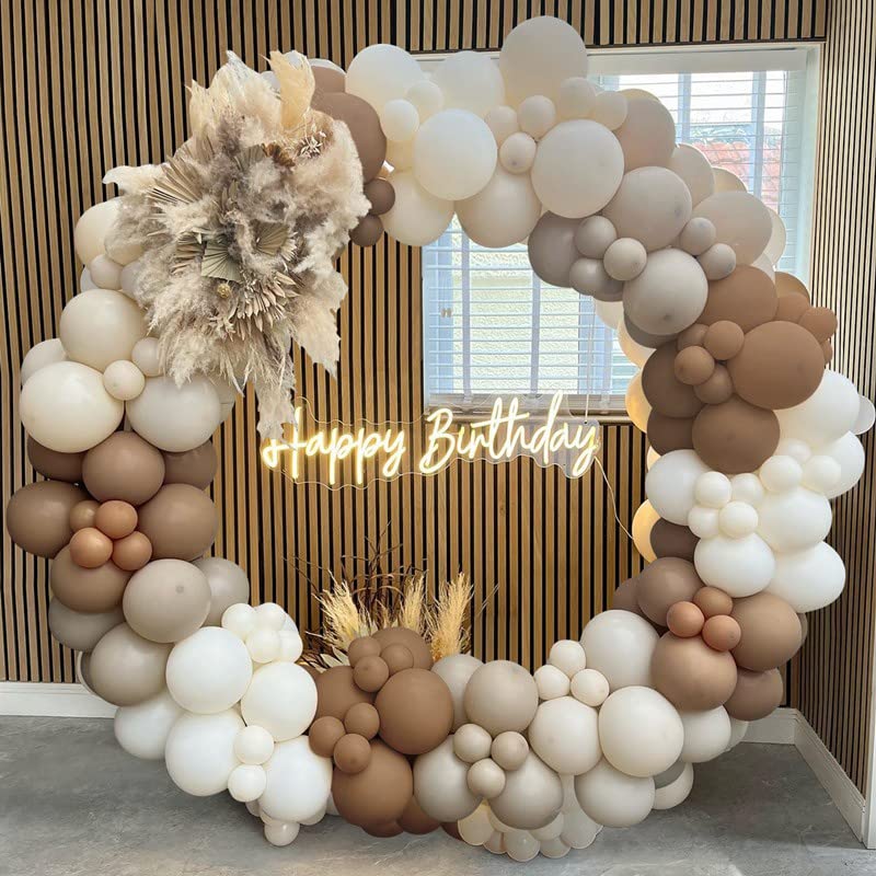 Nude Balloon Arch Kit, Beige Balloons Garland Kit for Birthday Decoration, 137 Pcs Khaki Brown Beige White Balloons, Nude Balloon Arch for Birthday Party, Baby Shower Decorations