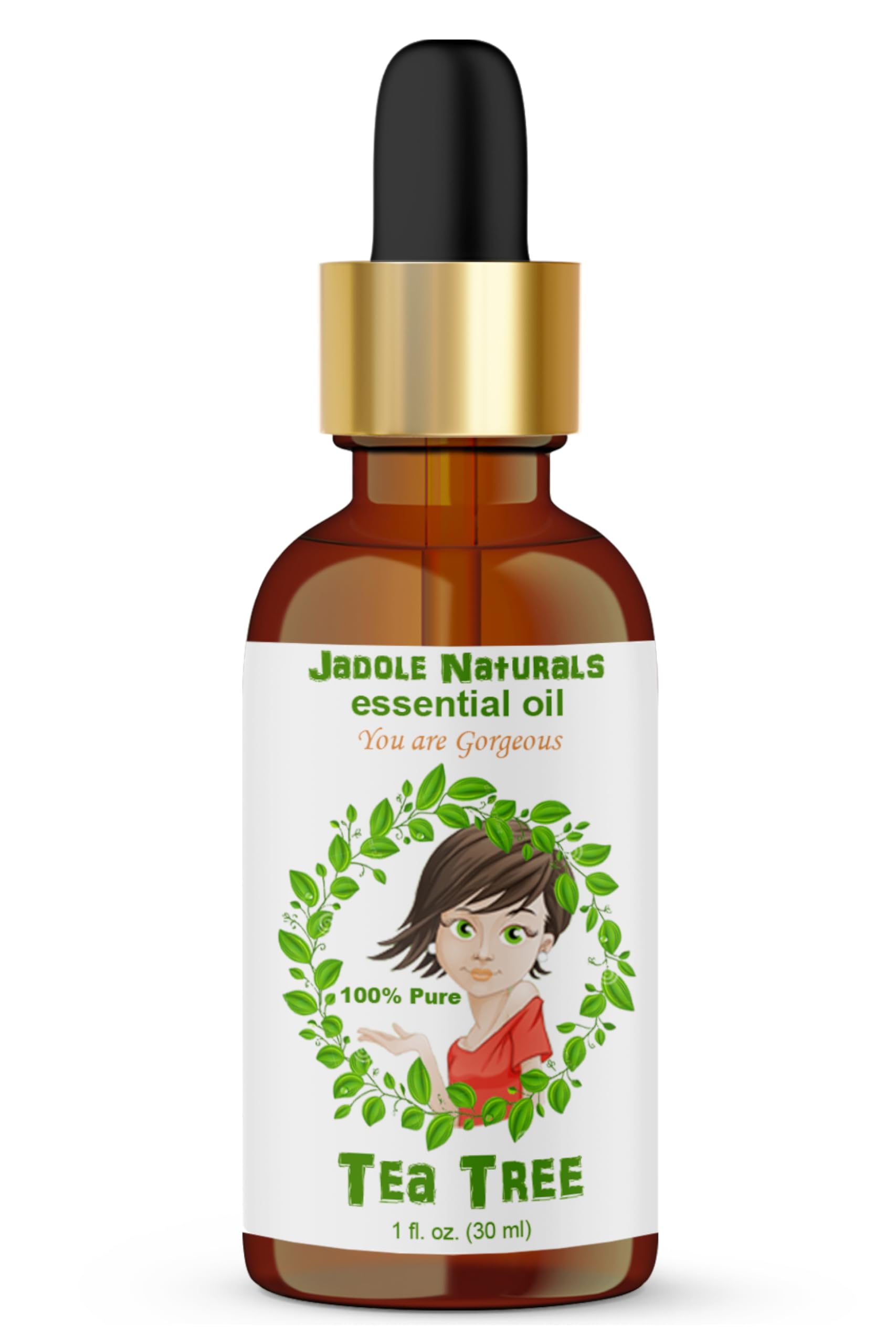 Jadole NaturalsTea Tree Essential Oil with Glass Dropper - 30ml | 100% Pure Natural Oil for Face & Hair | Improves Skin Health, Reduces Hair Fall, Fights Acne, Soothes Irritation | All skin Types