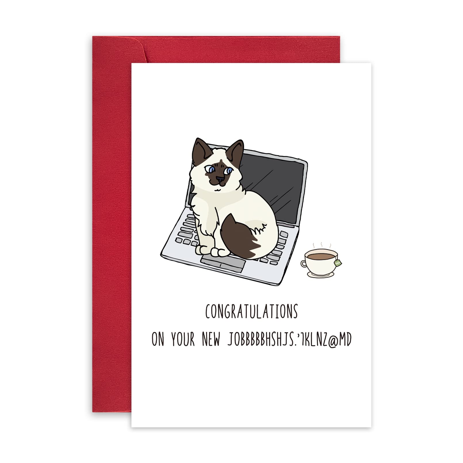 Leinessy Funny Cat New Job Card, Adorable New Work Card for Cat Lover Friends, Congratulations on Your New Job