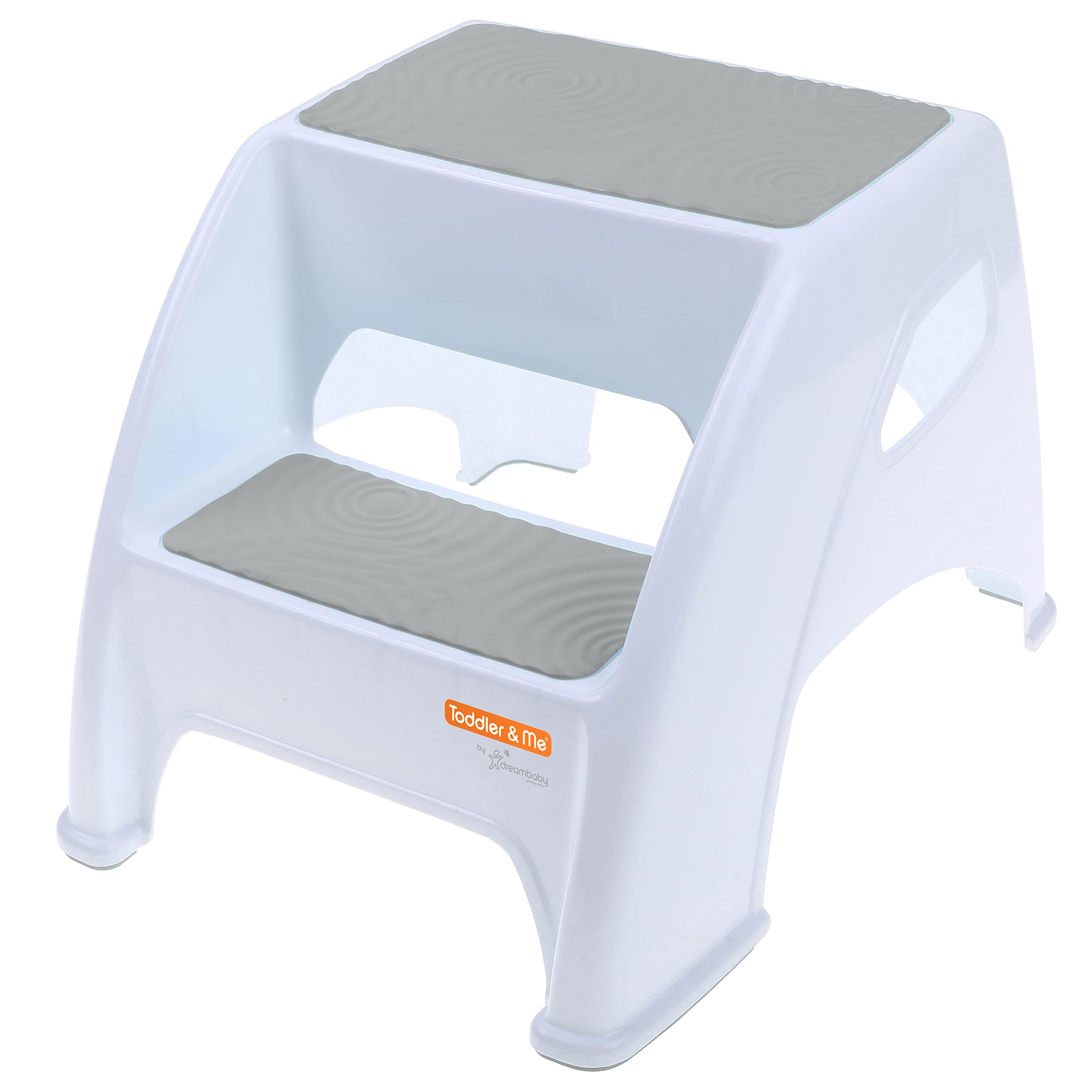 DreambabyToddler & Me 2 Step Stool - Designed for Kids & Adults - Holds up to 300lbs Maximum Weight Capacity - 10.5inch Tall & 15.4inch Wide - with Anti Slip Base Pads - Grey - Model L6072