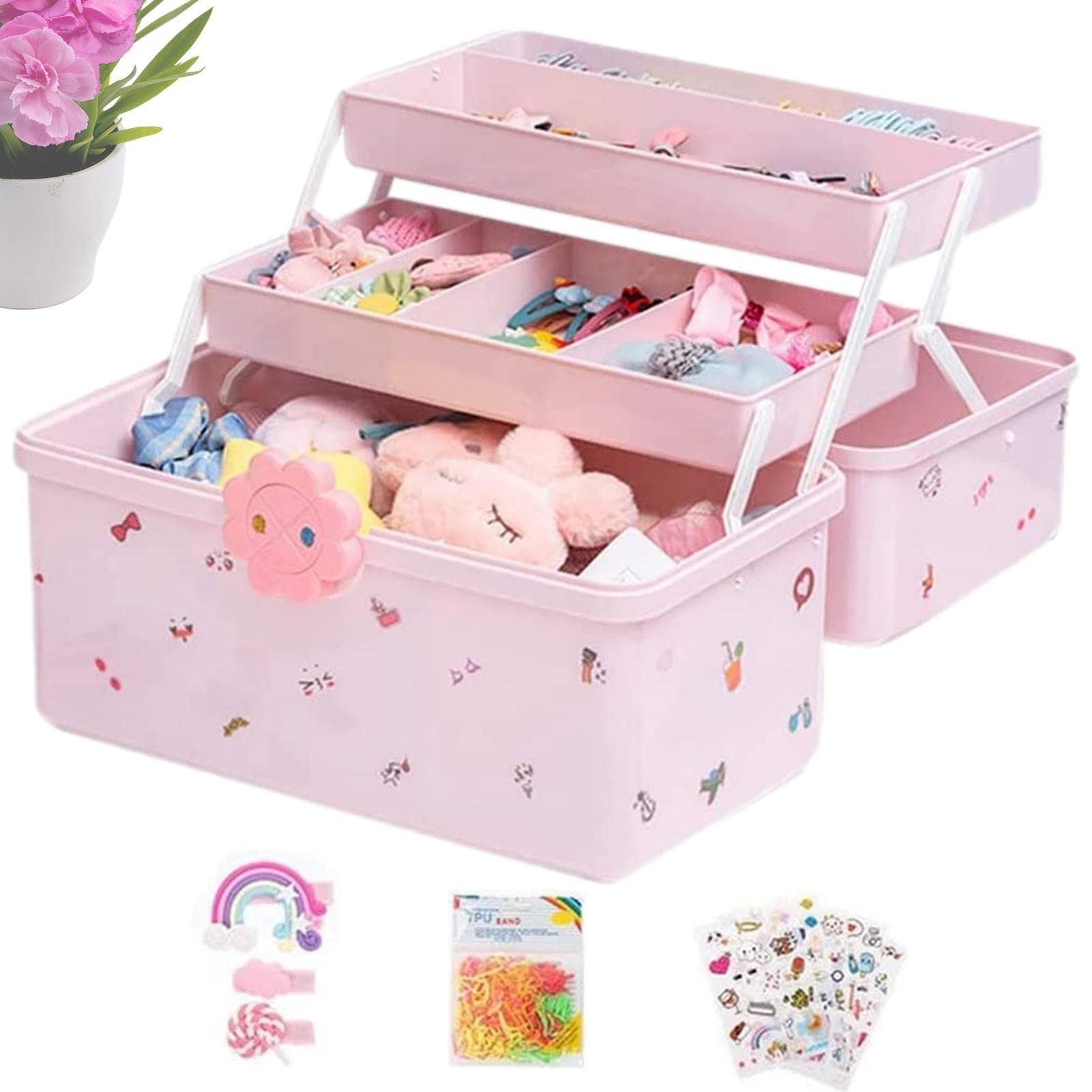 GenericHair Accessories Organizer - Pink Hair Accessory Jewelry Box for Girls,Hair Tie Organizers, Hairband Holders, Jewelry Hair Accessories