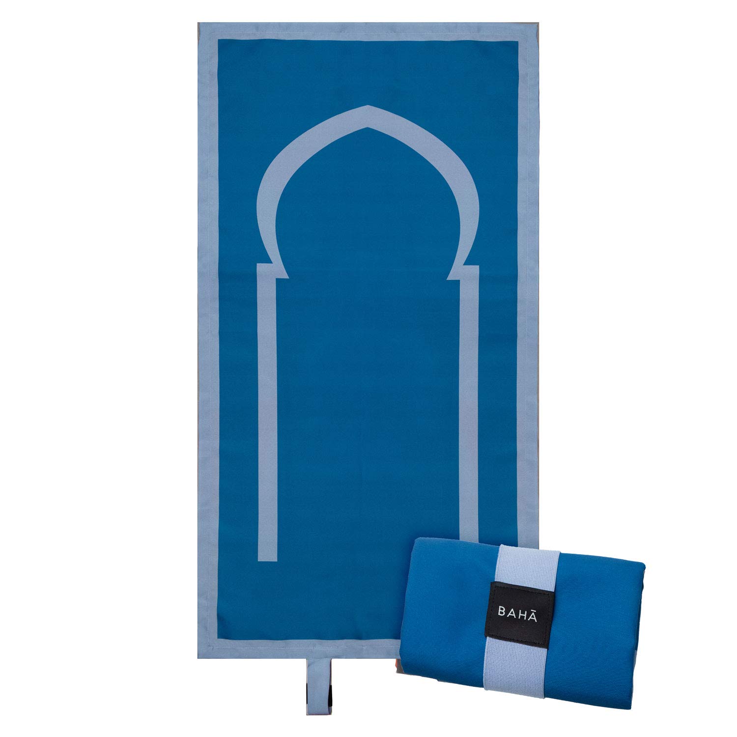 BAHĀ Portable Prayer Mat | Travel Prayer Mat, Foldable Prayer Mat for Muslims, Perfect Muslim Gift (Navy Blue)