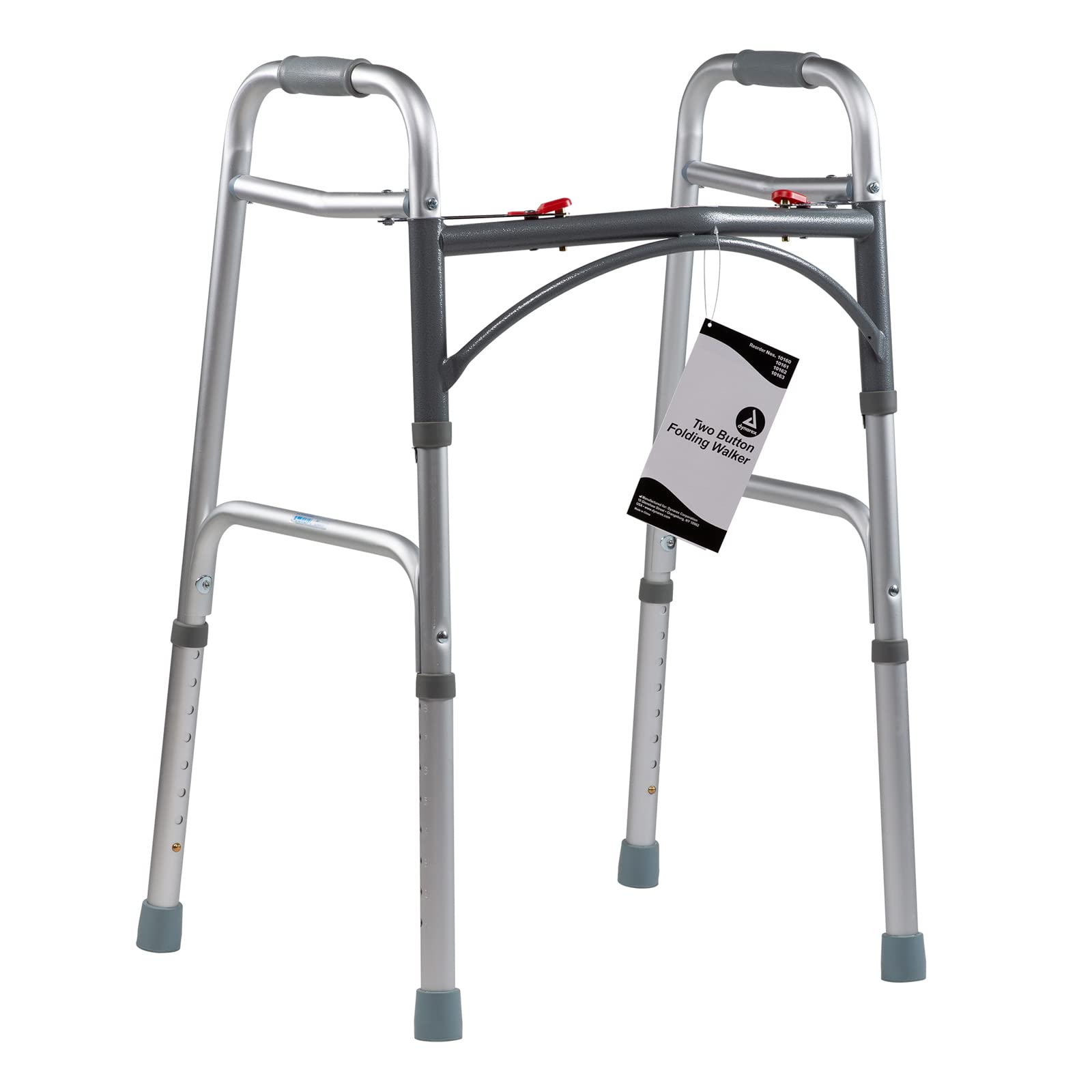 DynarexAdult Two-Button Folding Walker is a Foldable Stand-Up Walker with Tool-Free Adjustable Height up to 39ââ‚¬Â & 300 Pound Weight Capacity, Silver, 1 Dynarex Adult Two-Button Folding Walker