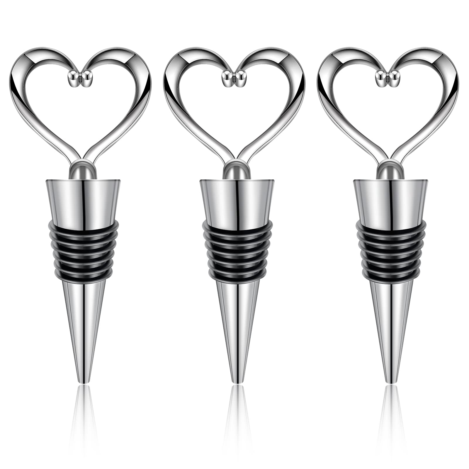 3PCS Wine Stopper Reusable Wine Stoppers Heart Shape Wine Beverage Bottle Stopper Bottle Cover Wine Outlet Cap for Wine Champagne Beer Collection