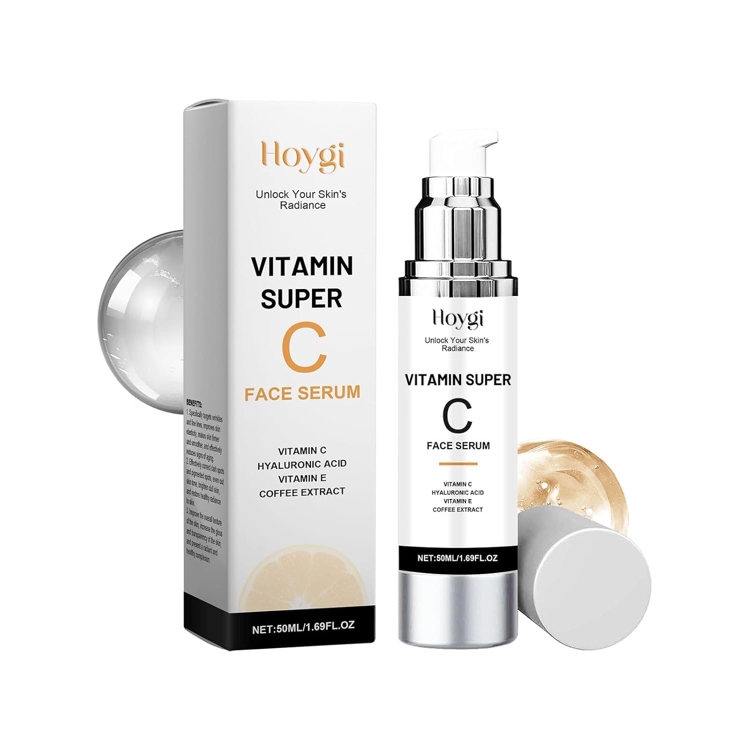 Super Vitamin C Serum for Women Over 70, Advanced Formula with Vitamin C, Hyaluronic Acid, Vitamin E, and Caffeine, Perfect for Mature Skin, 1.69 fl oz