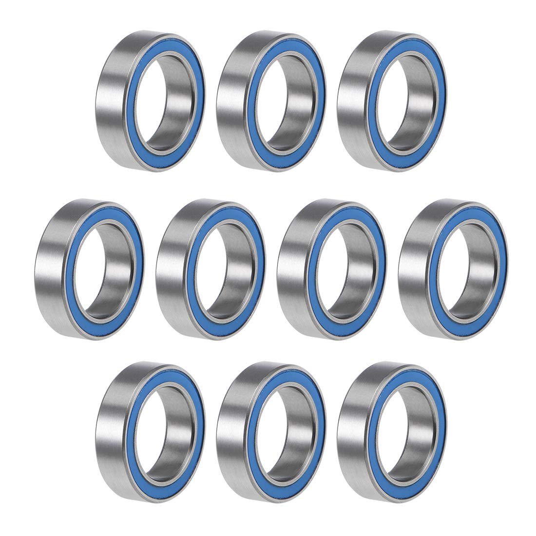 sourcing map 6700-2RS Deep Groove Ball Bearings Z2 10mm x 15mm x 4mm Double Sealed Chrome Steel Blue Cover 10pcs