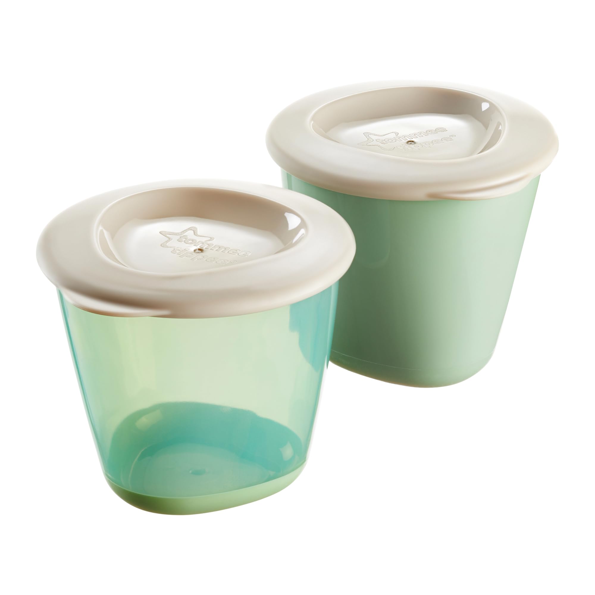 Tommee Tippee Pop Up Weaning Pots, 2x 60ml Baby Food Containers with Soft Push Up Bases, Freezer Safe, 4m+