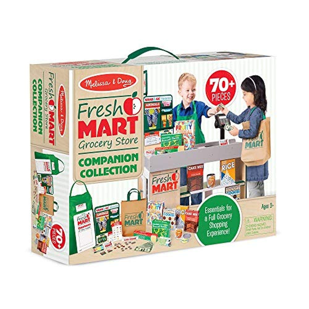 Melissa & Doug Fresh Mart Grocery Store Companion Collection, Play Sets & Kitchens, Multiple Role Play Items, Helps Develop Social Skills, 10Inch H x 3. 5Inch W x 13. 75Inch L