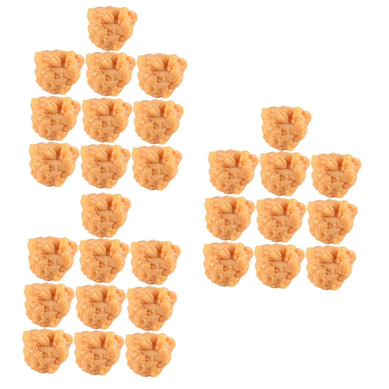 HEMOTON 30 Pcs Simulation Popcorn Chicken Foods Play Toys Fake Roasted Chicken Nuggets Realistic Roasted Chicken Wear-resistant Chicken Nuggets Artificial Fried Chicken Nuggets Pvc