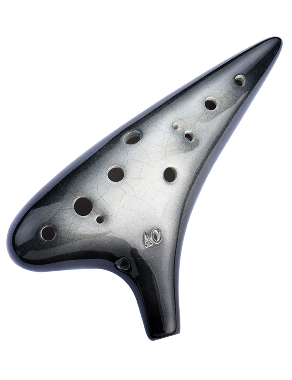 "Joy of Thrush" 12 Hole Alto C Ceramic Ocarina Sweet Potato Shape in Exquisite Craft (Gradient Black)