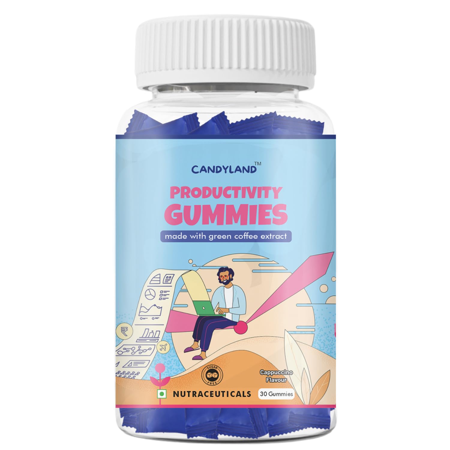 Candyland Productivity Gummies | Made with 80 Mg Green Coffee Extract | For Enhanced Energy and Focus | Improves Mood | Better Alternative to Energy Drinks and Caffeine Gummy | 30 Sugar Free Gummies