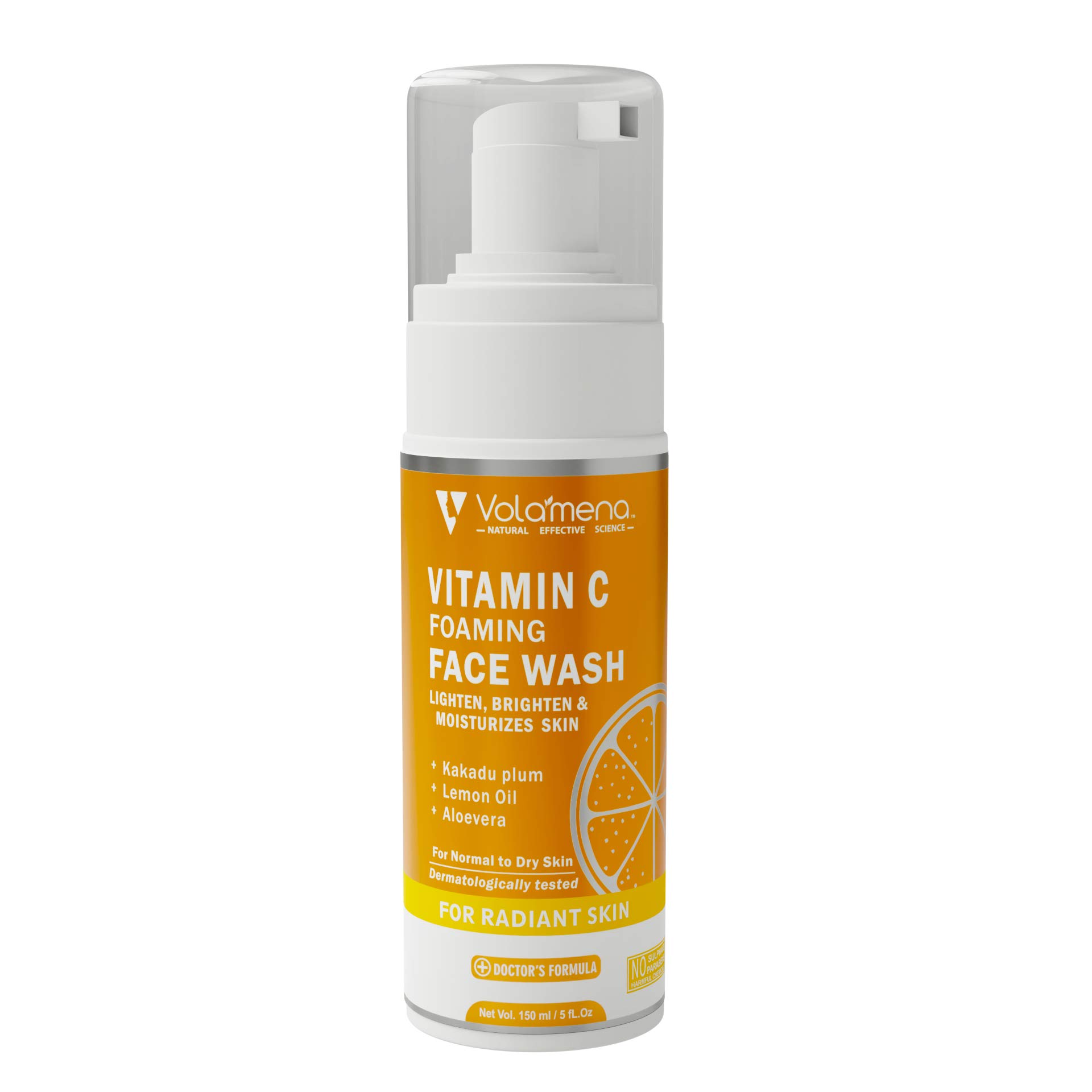 Volamena Vitamin C Foaming Face Wash for Radiant Skin - Lighten, Brighten & Moisturizes Skin, 150 ml